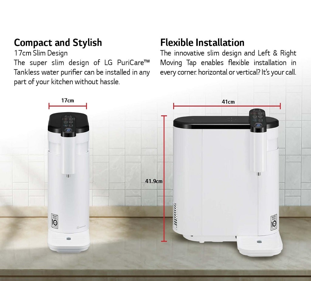 LG Water Purifier WD216AN White Size and Measurement